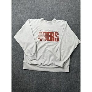 Mens NFL San Francisco 49ers 90s Artex Gray Crewneck Sweatshirt, Size XL